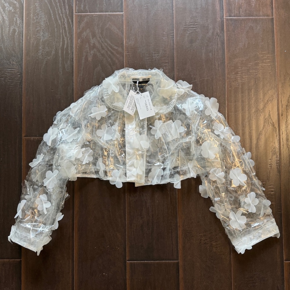 Transparent Floral Cropped Jacket